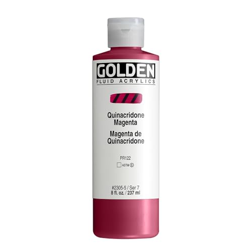 GOLDEN Fluid Acrylics, Quinacridone Magenta, 8 fl. oz. Bottle, Professional Acrylic Paint, Transparent