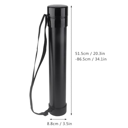 Drawing Storage Tube, Telescopic Plastic Tube, Black, Adjustable 20.3 to 34.1 Inches Length - Waterproof, Extra Thick Design, Ideal for Posters and Artwork Storage
