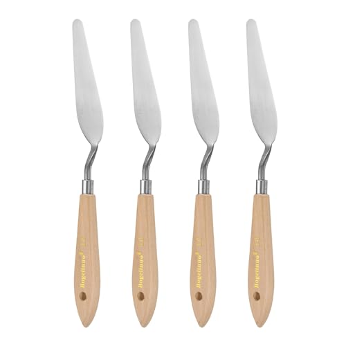 HARFINGTON 4pcs 16# Painting Palette Knife Pointy Stainless Steel Art Spatula Painting Pallet Knives Scrapers Tools with Plastic Handle for Acrylic Oil Canvas Mixing Spreading - size: 95mm x 27.5mm