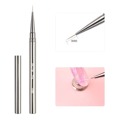 KADS Fine Liner Nail Brush Metal Handle Nail Painting Design Brush Drawing Pen 6mm 9mm 12mm 15mm 18mm (9mm) - color: 9mm (Single)