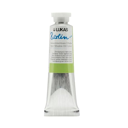 Lukas Berlin Pro Artists Water Mixable Oil Paint 37 ml Tube Cinnabar Green Light Hue, Water Soluble, Lightfast Pigments, Quick Drying, Easy Clean-Up, Eco-Friendly, Professional Quality, 40 Color Range - color: Cinnabar Green Light Hue, size: 1.25 Fl Oz (P