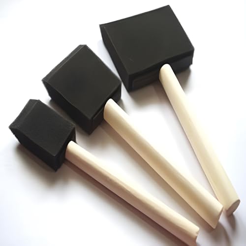 Foam Sponge Brushes in Assorted Sizes 1",2",3" for Painting Art & Craft (4 pc Brush Set)