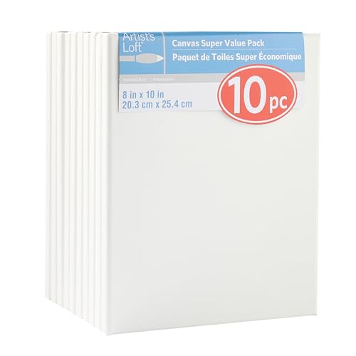 Artist's Loft 10 Count 8” x 10” Super Value Canvas Necessities - Acid Free Cotton Canvas for Paint, Acrylic, & Oils - 1 Pack - size: 8 x 10 inches