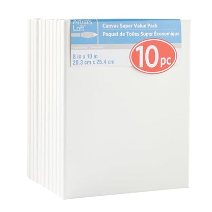 Artist's Loft 10 Count 8” x 10” Super Value Canvas Necessities - Acid Free Cotton Canvas for Paint, Acrylic, & Oils - 1 Pack - size: 8 x 10 inches