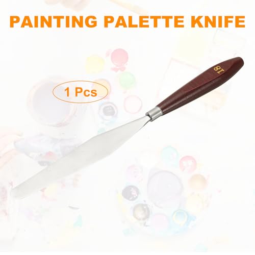 HARFINGTON Palette Knife Painting Tool 5.35 x 0.94 Stainless Steel Art Spatula Pallet Knives Scrapers Tools with Beech Wood Handle for Acrylic Oil Canvas Mixing Spreading, Red/Silver