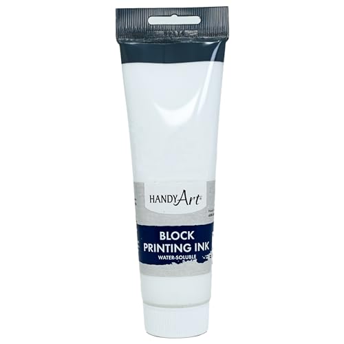 Handy Art Block Printing Ink, White, 5 oz Tube, Water-Soluble | Highly Pigmented Vibrant Opaque Color with Superior Transfer Tack, Water Soluble, Certified Safe & AP Non-Toxic, Made in USA - color: White, size: 5 Fl Oz