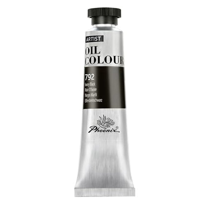 PHOENIX Ivory Black Oil Paint - 40ml / 1.35 Fl oz. Single Tube - Artist Quality Oil Based Paint for Professionals - color: Ivory Black