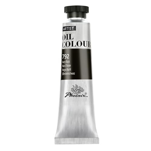 PHOENIX Ivory Black Oil Paint - 40ml / 1.35 Fl oz. Single Tube - Artist Quality Oil Based Paint for Professionals - color: Ivory Black