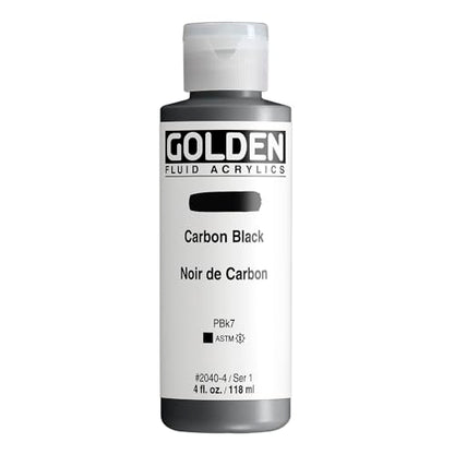GOLDEN Fluid Acrylic, 4 ounce bottle, Carbon Black (2040-4)