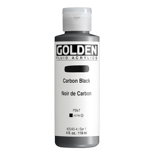 GOLDEN Fluid Acrylic, 4 ounce bottle, Carbon Black (2040-4)