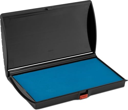 Large Premium Sky Blue Ink Stamp Pad - 3" by 6" - Quality Felt Pad - Case with Closing snap - color: Sky Blue, size: 3" x 6"