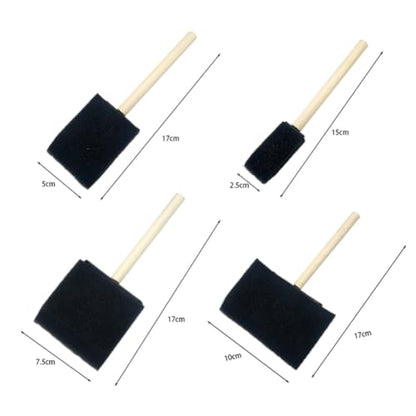 8 Pcs Assorted Size Foam Paint Brushes Wooden Handle Sponge Paint Brushes Touch up Sponges Craft Staining Brushes Painting Applicator Brush Acrylic Painting Sponges for Varnishes Glue