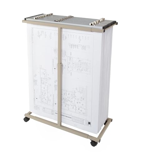 Mobile Blueprint Storage Rack –– Holds Up to 1200 Blueprints In 12 Blueprint Clamps - Vertical Blueprint Holder - Heavy Duty - MVPC - style: MVPC Vertical Blueprint