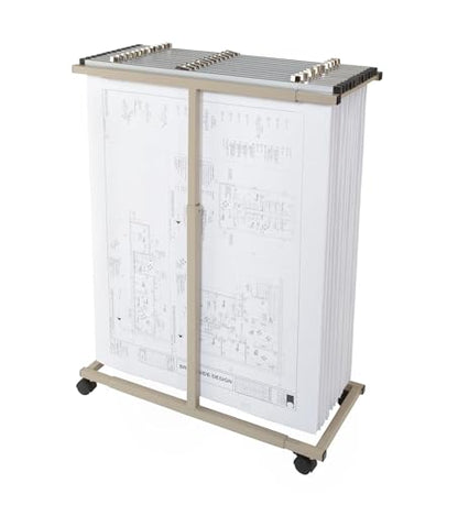 Mobile Blueprint Storage Rack –– Holds Up to 1200 Blueprints In 12 Blueprint Clamps - Vertical Blueprint Holder - Heavy Duty - MVPC - style: MVPC Vertical Blueprint