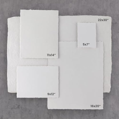 New York Central Handmade Watercolor Paper - 140lb, 5"x7" - 5 Packs of 10, 50 Total Sheets, Acid-Free 100% Cotton Rag, Cold Press, 4 Deckled Edges, Minimally Sized Mixed Media Paper - size: 5x7"