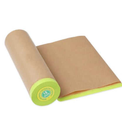MyLifeUNIT Masking Paper, Automotive Paint Paper Roll with Tape, Tape and Drape Waterproof for Painting Protection Covering (1 Rolls, 18 inch x 50 feet) - size: 18 inch x 50 feet