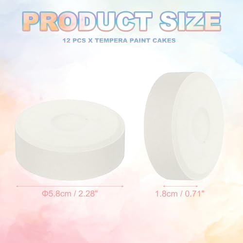 PATIKIL 12 Pcs Tempera Cakes, 2.3"x0.7" Washable Tempera Paint Cakes Blocks Bulk Large Art Supplies Watercolor for Artists Art Painting Drawing DIY Crafting, White - color: White