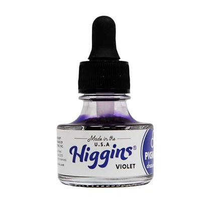 Higgins Violet Pigmented Drawing Ink - for Artists and Students - 1 oz. Glass Bottle (HIG44675) - color: Violet
