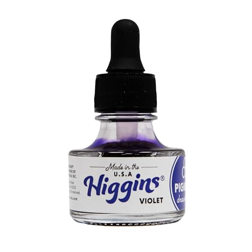 Higgins Violet Pigmented Drawing Ink - for Artists and Students - 1 oz. Glass Bottle (HIG44675) - color: Violet
