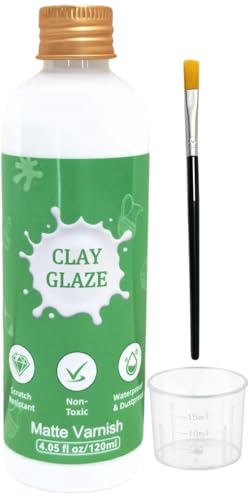 Air Dry Clay Glaze, 120ml Matte Finish, Prevent Clay Cracking, Scratch Resistant, Waterproof & Dustproof, for Crafts, Ceramics, Wood, Clay Sealant with Brush & Measuring Cup (4fl oz Matte) - color: Matte