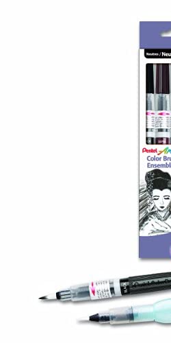Pentel Arts Color Water Brush Box Set, Black/Gray/Sepia/Aquash (GFLFRHBP) - style: Box Gift Set