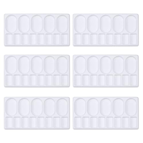 20Pcs Plastic 13 Well Painting Palettes Rectangle Watercolor Paint Tray Artist Craft Palettes Paint Mixing Color Tray for Oil Paint, Gouache, Acrylic, Watercolors Mixing and Separating Colors, White