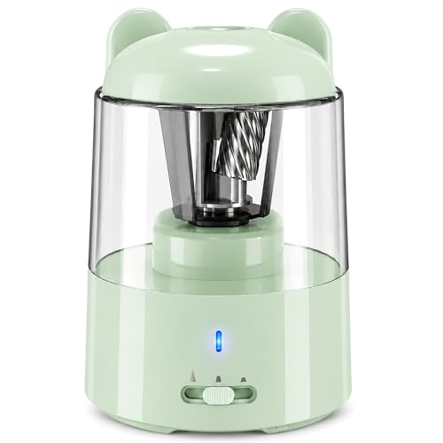 ZMOL Colored Pencil Sharpener, Rechargeable Electric Pencil Sharpener, Auto Stop, Pencil Sharpeners for Battery Powered Cute for Kids Gift No.2/Colored Pencils (6-8mm), Classroom/Office/Home Blue - color: Blue