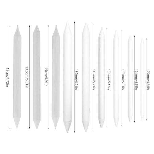 Double-Ended Blending Stumps & Tortillions Set, Paper Sketching Tools for Artists, 3 or 9 Pack, Soft Compressed Paper - color: 9 pieces of paper an
