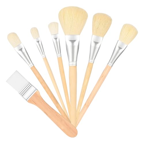 7 Pcs Acrylic Paint Brushes Mop Brush for Acrylic Painting Watercolor Blending Brushes Gouache Paint Brushes Canvas Painting Brushes Wooden Handle Artist Brushes Paintbrushes
