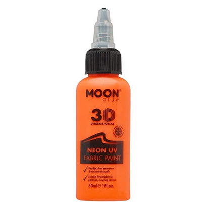 Moon Glow - Neon UV 3D Fabric Paint - 1.01fl oz - Intense Orange - Textile paint for clothes, t-shirts, bags, shoes & canvas - color: Intense Orange