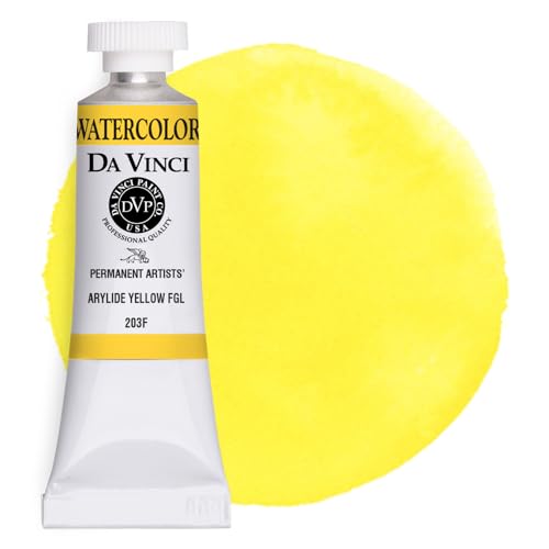 DA VINCI PAINTS Professional Artist Watercolor Paint, Arylide Yellow FGL, 15mL - color: Arylide Yellow FGL, style: 15mL