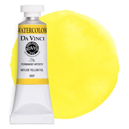 DA VINCI PAINTS Professional Artist Watercolor Paint, Arylide Yellow FGL, 15mL - color: Arylide Yellow FGL, style: 15mL