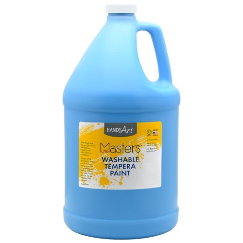 Handy Art Little Masters Washable Tempera Paint, Light Blue, Gallon 128 oz | Bright & Mixable, High Opacity, Washable Colors for Classroom, Students, Kids, Young Artists, Safe & Non-Toxic, Made in USA - color: Light Blue, size: 128 Fl Oz