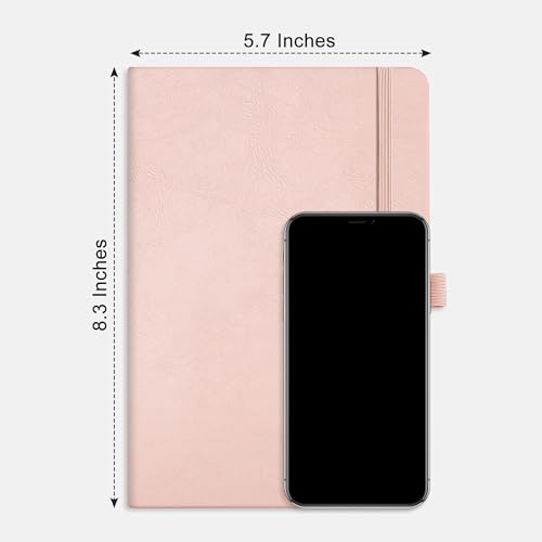 RETTACY Dotted Journal Notebook, 192 Pages, A5 Medium Size (5.7'' x 8.3''), Leather Hardcover, 100 GSM Thick Paper, for Journaling, Planning, Tracking (Rose Gold) - color: Rose Gold, style: Dotted