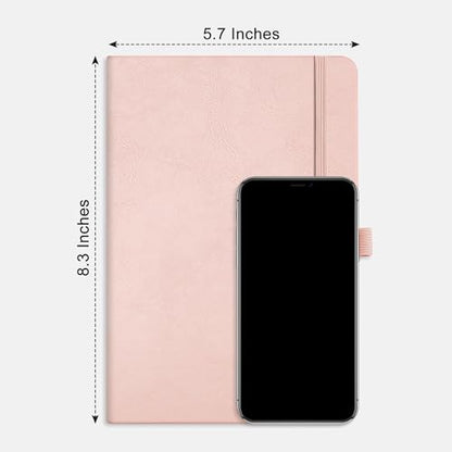 RETTACY Dotted Journal Notebook, 192 Pages, A5 Medium Size (5.7'' x 8.3''), Leather Hardcover, 100 GSM Thick Paper, for Journaling, Planning, Tracking (Rose Gold) - color: Rose Gold, style: Dotted