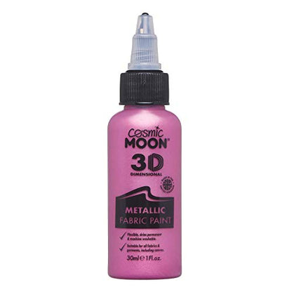 Cosmic Moon - Metallic 3D Fabric Paint - 1.01fl oz - Pink - Textile paint for clothes, t-shirts, bags, shoes & canvas - color: Pink