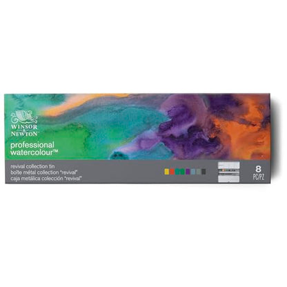 Winsor & Newton Professional Watercolour, Revival Collection Tin, Half-Pan Set of 8 - style: Revival Collection Half Pan Set