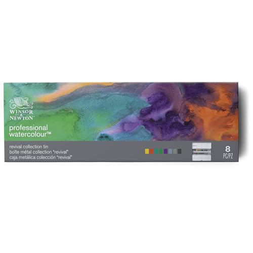Winsor & Newton Professional Watercolour, Revival Collection Tin, Half-Pan Set of 8 - style: Revival Collection Half Pan Set