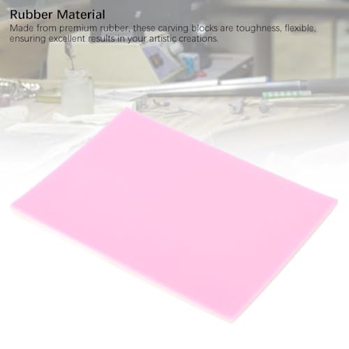 Anu Limen Rubber Carving Block for Stamp Making Printmaking Intricate Designs 20 X 15 X 0.5CM Rose White(Pink) - color: Pink