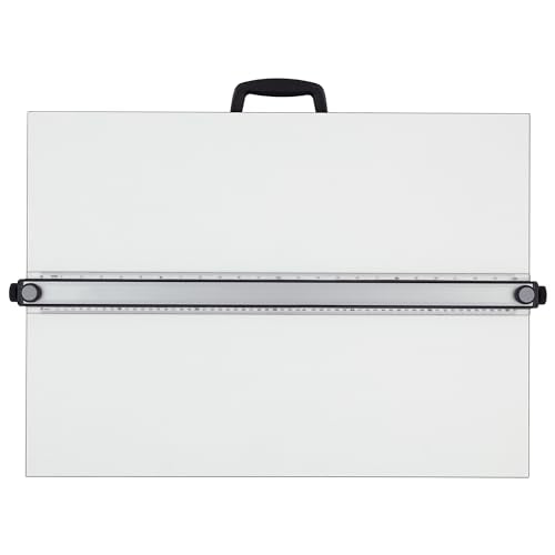 Acurit PXB 16” x 21” Drawing Board for Artists and Designers - Portable Workspace for Drawing, Sketching, Drafting, Painting - Fixed Angled Laminated Surface with Ruler and Parallel Motion Bar - size: 16x21"