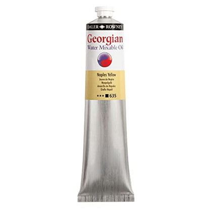 Daler Rowney Georgian Water Mixable Oil Paint Naples Yellow 200ml Tube - Art Paints for Canvas Paper and More - Oil Painting Supplies for Artists and Students - Artist Oil Paint for Any Skill Set