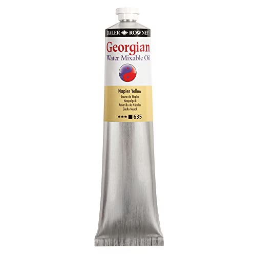 Daler Rowney Georgian Water Mixable Oil Paint Naples Yellow 200ml Tube - Art Paints for Canvas Paper and More - Oil Painting Supplies for Artists and Students - Artist Oil Paint for Any Skill Set