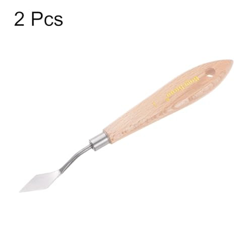 HARFINGTON 2pcs No.1 Painting Palette Knives Stainless Steel Pointy Spatula Pallet Knife with Beech Wood Handle for Oil Acrylic Paint Canvas Mixing Spreading