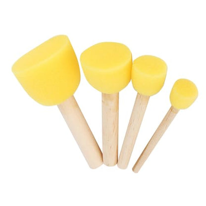 Foam Brushes, Wooden Handle Craft Painting Tool, Soft Sponge, Assorted Sizes for Kids Art Projects