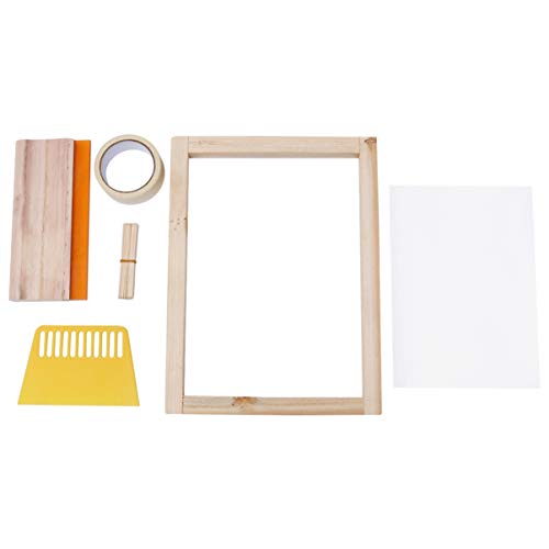 EXCEART 1set DIY Silk Kit Transparency Film Mask Tape Squeegees for Craft Projects Frame for Family Activities