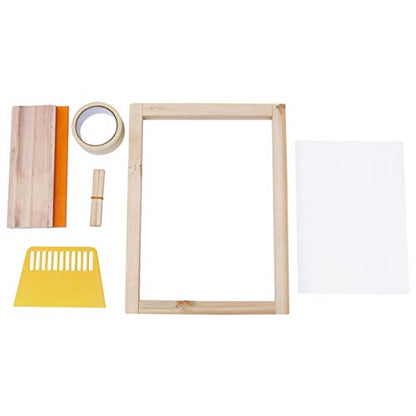 EXCEART 1set DIY Silk Kit Transparency Film Mask Tape Squeegees for Craft Projects Frame for Family Activities