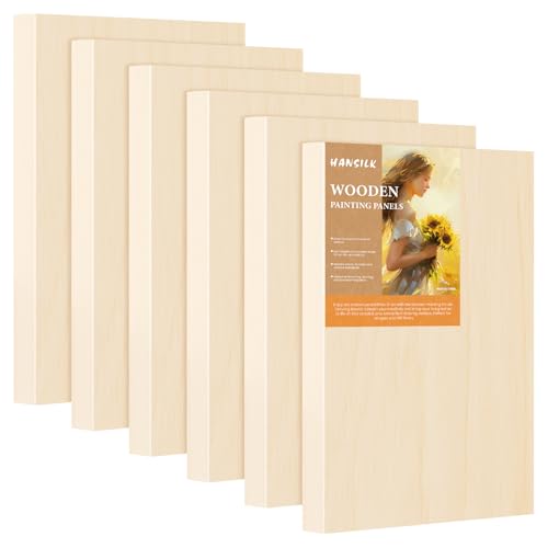 HANSILK 6x8 Inch Wood Canvas Panels 6 Pack – Unfinished Wooden Art Boards for Acrylic, Oil & Mixed Media Painting, DIY Craft Projects for Artists, Beginners & Students - size: 6*8-6