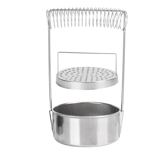 Stainless Steel Paint Brush Washer with Filter Detachable Spring Holder for Watercolor Acrylic Oil Paint Portable Cleaning Tank with Drying Rack