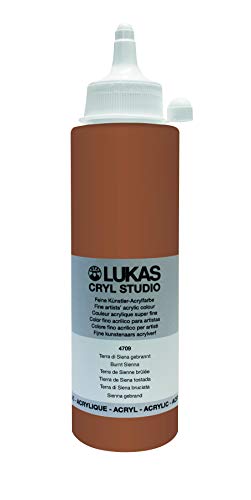 Lukas CRYL Studio Artist Acrylic Paint, Burnt Sienna, 250 ml Bottle - High Pigment Acrylic Paints for Canvas Painting, Large Scale Works - Medium-Viscosity, Water-Mixable, Fast Drying - color: Burnt Sienna, size: 8.45 Fl Oz (Pack of 1)