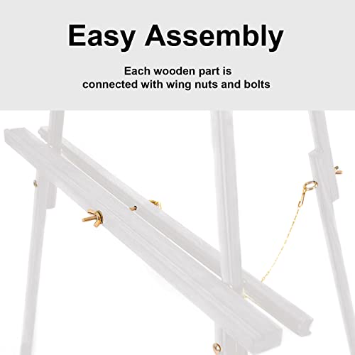 Falling in Art 65" A-Frame Tripod Easel Stand, Wooden Display Easel with Adjustable Canvas Holder, Floor Easel for Wedding Signs, Posters, Paintings, Artwork(White) 1 Pack - color: White-1 Pack